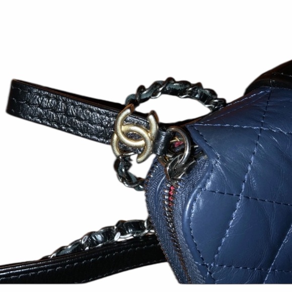 Chanel Quilted Gabrielle Clutch with Chain, Navy/Black - Picture 3 of 9